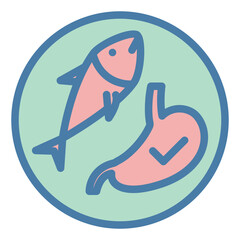 Stomach safe healthy seafood icon with fish