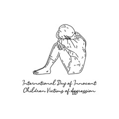 line art of international day of innocent children victims of aggression celebrate. line art. illustration.