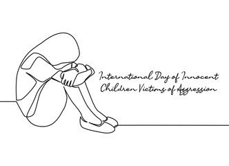 line art of international day of innocent children victims of aggression celebrate. line art. illustration.