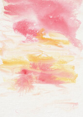 Pink and yellow stains acrylic background on canvas texture, invitation card decor, social media post texture