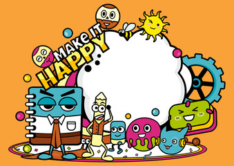 Doodle character Frame Text Box 