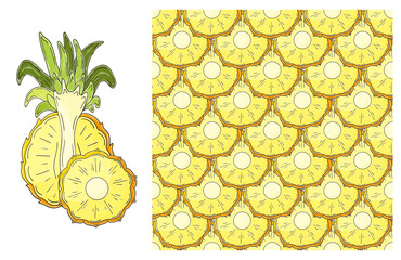 Seamless pattern for kitchen, restaurant or shop. Set in hand draw style