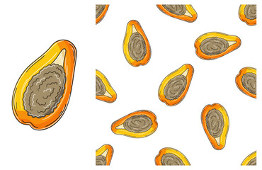 Seamless pattern for kitchen, restaurant or shop. Set in hand draw style