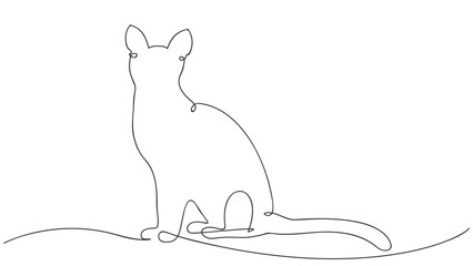 Cat, Continuous one line drawing.Vector