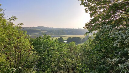 Blick über das Ruhrtal auf Bochum Stiepel in der Frühlingssonne