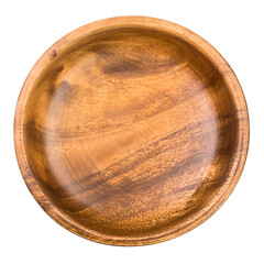 wooden plate, bowl, isolated on white background, full depth of field