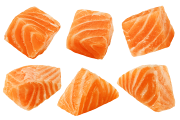 raw salmon, fish isolated on white background, full depth of field