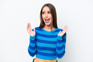 Young pretty caucasian woman isolated on white background with surprise facial expression