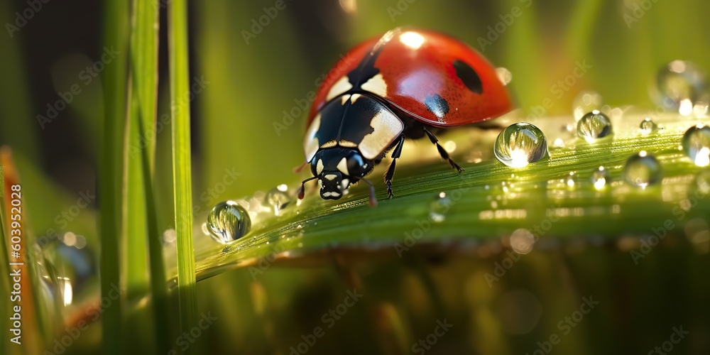 Wall mural AI Generated. AI Generative. Photo Realistic Illustration of ladybug insect. Graphic Art