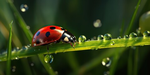 Fototapeta premium AI Generated. AI Generative. Photo Realistic Illustration of ladybug insect. Graphic Art