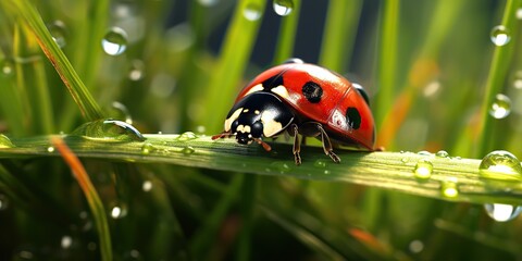 Obraz premium AI Generated. AI Generative. Photo Realistic Illustration of ladybug insect. Graphic Art