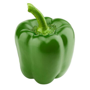 sweet green pepper, paprika, isolated on white background, full depth of field
