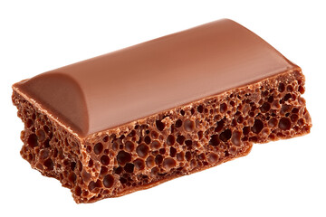 porous chocolate pieces, isolated on white background, clipping path, full depth of field