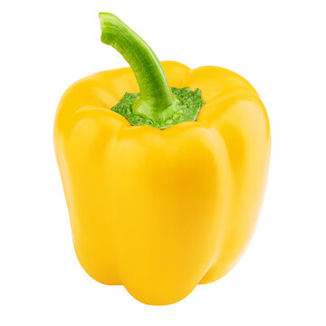 sweet yellow pepper, paprika, isolated on white background, full depth of field