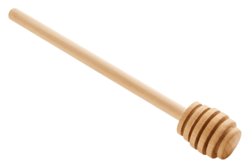 wooden honey spoon isolated on white background, full depth of field