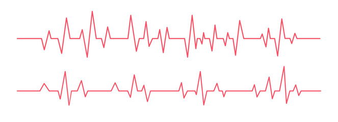 Red heartbeat line on white background. Pulse Rate Monitor. Vector illustration.