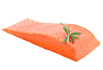 raw salmon, fish isolated on white background, full depth of field