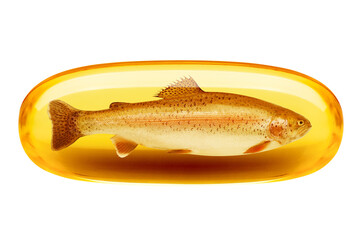 Fish oil pill, omega 3, isolated on white background, full depth of field