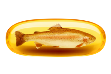 Fish oil pill, omega 3, isolated on white background, full depth of field