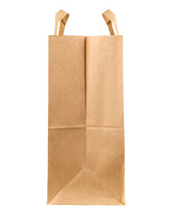 Brown paper bag isolated on white background, full depth of field