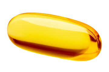 Fish oil pill, omega 3, isolated on white background, full depth of field