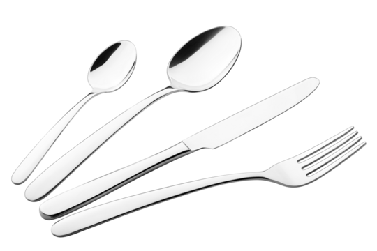 knife, fork, spoon, teaspoon, cutlery on white background, isolated