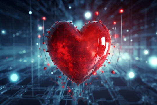 Heart shape, love symbol. iOT concept by generative AI