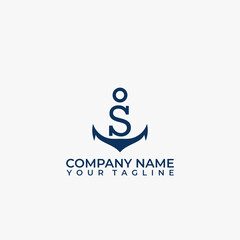 Letter S vector logo integrated in a simple minimalist anchor shape.