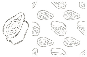 Coloring pattern for kitchen, restaurant or shop. Set in hand draw style