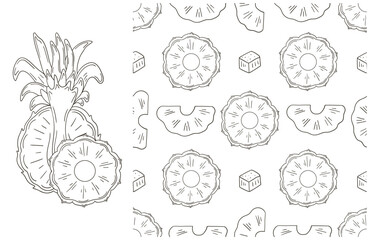 Coloring pattern for kitchen, restaurant or shop. Set in hand draw style