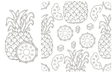 Coloring pattern for kitchen, restaurant or shop. Set in hand draw style