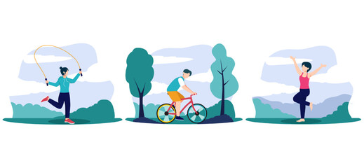 Fototapeta premium Weekend Activity Flat Bundle Design Illustration