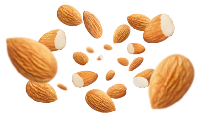 Flying delicious almonds cut out