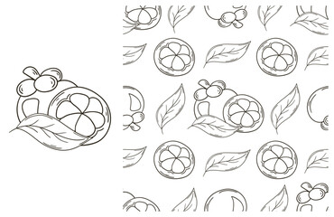 Fototapeta premium Coloring pattern for kitchen, restaurant or shop. Set in hand draw style