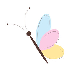 Illustration with cute colored butterfly