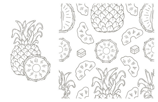 Coloring pattern for kitchen, restaurant or shop. Set in hand draw style