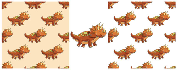 Dinosaurs of the Jurassic period. Hand drawn Set dinosaurs seamless pattern