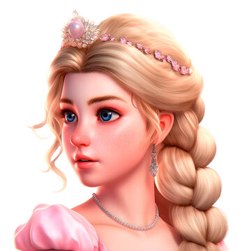 Portrait of Princess in 3D style, beauty of princess concept, generative ai