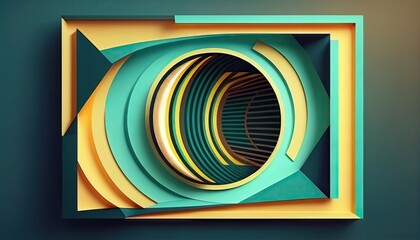 Green and yellow round minimal frat ray charm of geometry futuristic Abstract, Elegant and Modern AI-generated illustration