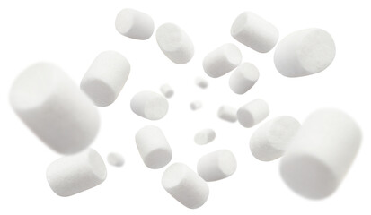 Flying delicious marshmallows cut out - obrazy, fototapety, plakaty
