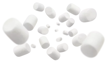 Foto auf Acrylglas Flying delicious marshmallows cut out © Yeti Studio