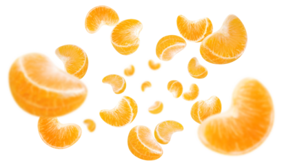 Flying delicious tangerines, cut out