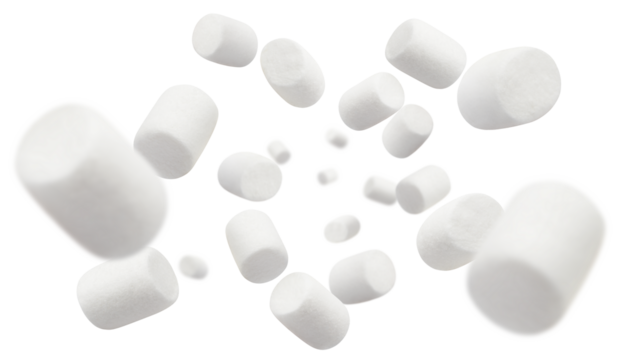 Flying delicious marshmallows cut out