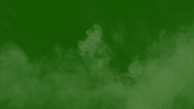 Smog. Smoke and dust explosion effect isolated on green screen background