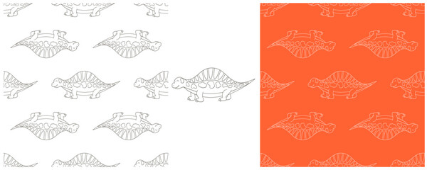 Dinosaurs of the Jurassic period. Coloring Set dinosaurs seamless pattern