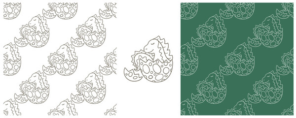 Dinosaurs of the Jurassic period. Coloring Set dinosaurs seamless pattern