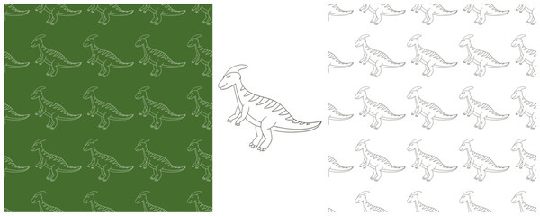 Dinosaurs of the Jurassic period. Coloring Set dinosaurs seamless pattern