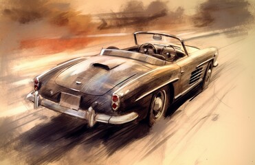 Obraz na płótnie Canvas クラシックなスポーツカーのアート,Generative AI AI画像