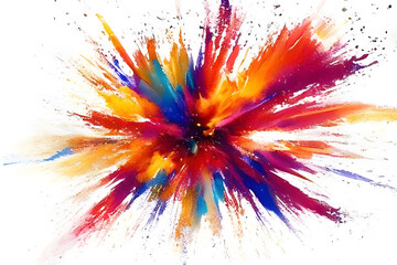 色鮮やかな爆発のイメージ　インク　絵の具　白