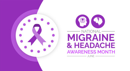 Migraine and Headache Awareness Month background or banner design template celebrated in june. vector illustration.